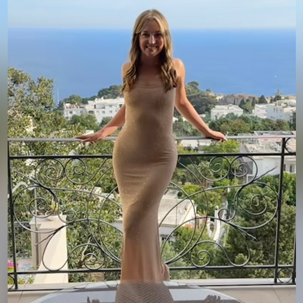 TikTok Shop | Nude Bedazzled Tank Gown